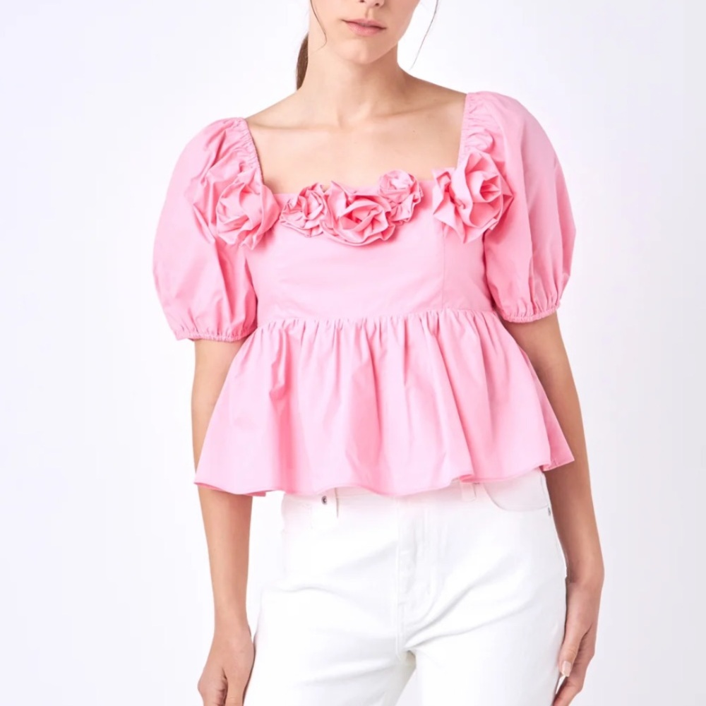 English Factory poplin corsage top, size M, new - Picture 1 of 8